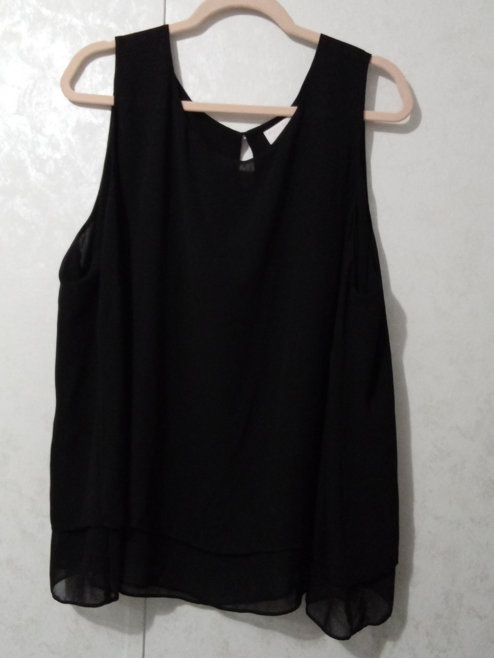 Bisou Bisou Black Chiffon Layered Sleeveless Tank Top Plus Size 3X